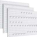 MUWOOD Peg Board, 3 Pack Metal Pegboard Panels Black Pegboards Wall Organizer with Frame Large Heavy Duty Peg Board with Hooks for Walls Home, Garage Tool Storage, Office, Craft Room, Kitchen 24”×16”