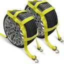 Adjustable Wheel Net Tow Basket Straps with Swivel J Hooks (2 Pack) - Universal for 14"-22" Tires - Strap for Dolly with Ratchet or Winches, 10,000lbs Break Strength