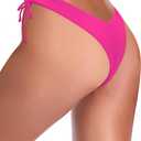SHEKINI Women's Bikini Bottom V Cheeky High Cut Thong Tie Side Swimsuit Bottom Brazilian Swim Bottom (L)
