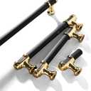 2 Pack Cabinet Handles Matte Black and Gold Kitchen Cabinet Pulls Modern Dresser Drawer Knobs for Bathroom Bedroom Closet Zinc Alloy Furniture Hardware (Overall Length 8.81in/224mm)