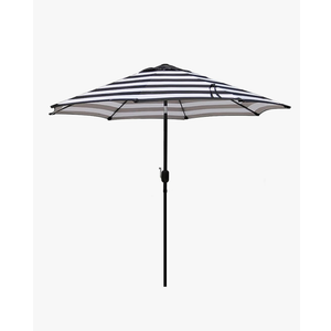 Blissun 9' Outdoor Patio Umbrella, Outdoor Table Umbrella, Yard Umbrella, Market Umbrella with 8 Sturdy Ribs, Push Button Tilt and Crank, Black & White Stripe