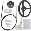 GXYWADY 10 Feet Marine Steering System Outboard Steering System Boat Steering Cable SS13710 3/4 Shaft with 12.4 Inch Wheel Replacement for Marine Boat Outboard Yachts