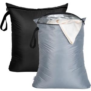 OTraki 2PCS Large Wet Bag 20x24 inch Waterproof Bag for Swimsuit Reusable Wet Dry Bag With Portable Handle Wet Clothes Storage Gym Bag for Beach Pool Drying do not exceed 176 Black & Grey