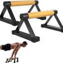 Wood Push Up Bar Set, 2PCS Non-Slip Handstand Bars, Parallettes Bars for Calisthenics and Push-Up Workouts, Solid Wood Grip with Metal Frame, Supports 550 LBS
