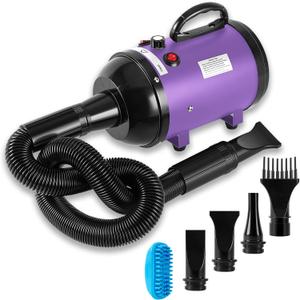 NESTROAD Dog Dryer for Pet Grooming,High Velocity 4.3HP/3200W Dog Blower Force Dryer with Stepless Adjustable Speed,Professional Pet Hair Drying with 4 Different Nozzles for Dogs Pets,Purple