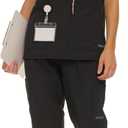 Nautica Women's Scrub Set, 9-Pocket Breathable & Stretchy Pants & Tops, Black XL