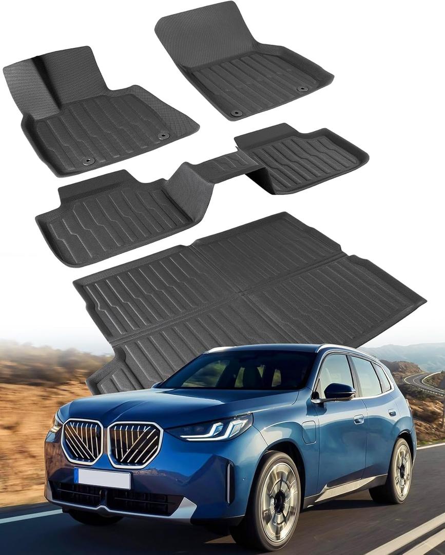 2025 2026 for BMW X3 Floor Mats & Cargo Liner, for X3 Accessories, Custom Fit for BMW X3 30i/M40i/X3M Car Mats, All Weather Floor Liners Trunk Mat Protector tech,Car Accessories Black