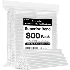 ELDVAP Clear Mini Hot Glue Sticks 800 Count - 0.27"D, 4"L for Most Mini Glue Guns, Multipurpose, All Temperature Sticks for DIY, Craft, Bond, Repairing