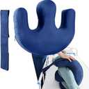 YHK Inflatable Turning Device, Bedridden Turnover Pillow, Prevent Muscle Atrophy with Polyester Removable Pillowcase U-Shaped Multifunctional Turning Pillow, Bedridden Nursing Supplies(Dark Blue) (inflatable)