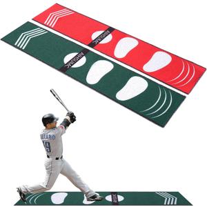 Softball Pitching Mat with Strike Zone, Wear-Resistant Portable Training Mat for Batting Stance Practice, 54 x 12 Inch, Indoor & Outdoor Baseball Practice for Youth Beginners