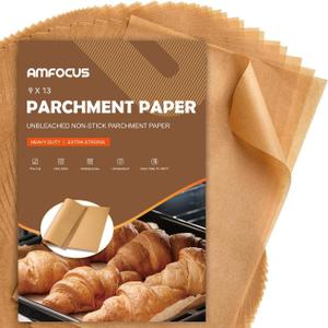 200 Pcs Parchment Paper Sheets, 9x13 In Non-Stick Precut Baking Parchment for Baking, Grilling, Air Fryer, Steaming, and More (Unbleached) - Quarter Sheet Size, Perfect for Bread, Cakes, Cookies