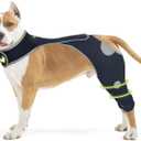 Dog Licking Sleeve Back Leg, Dog Recovery Sleeve, Dog Recovery Suit Prevents Licking, Dog Rear Leg Brace Protects Wound, Prevents Skin Damage, Dog Cone Alternative, with Reflective Material- S