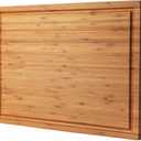 Bamboo Wood Cutting Board for Kitchen, 18" Large Cheese Charcuterie Chopping Block with Side Handles and Juice Grooves