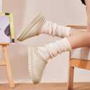 Women's Fuzzy Cozy Warm Slippers Indoor and Outdoor Slip On Cute House Fluffy Clogs (Beige)