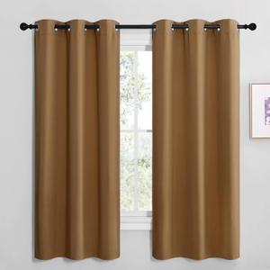 NICETOWN Sleek Blackout Curtains 68 inches Length for Small Windows, Noise Reducing and Block Draft Panels for Door Doorway Laundry Office Luxury Decor Theme (2 Panels, Gold Brown, W42 x L68 -Inch)