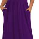 Tencede Womens Plus Size Maxi Dresses Summer 2025 Casual Short Sleeve with Pockets Long Dress 1X-5X (3X-Large, Dark Purple)