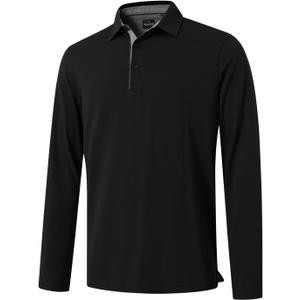 Men's Business Long and Short Sleeve Polo Shirts Mercerized Cotton Blend Casual Stylish Collared Shirts Medium