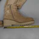 Women's Knee High Boots Tall Fall Wedges Round Toe Comfortable Size Zip with Fashion Buckles Platform Shoes for Women (8, Khaki)