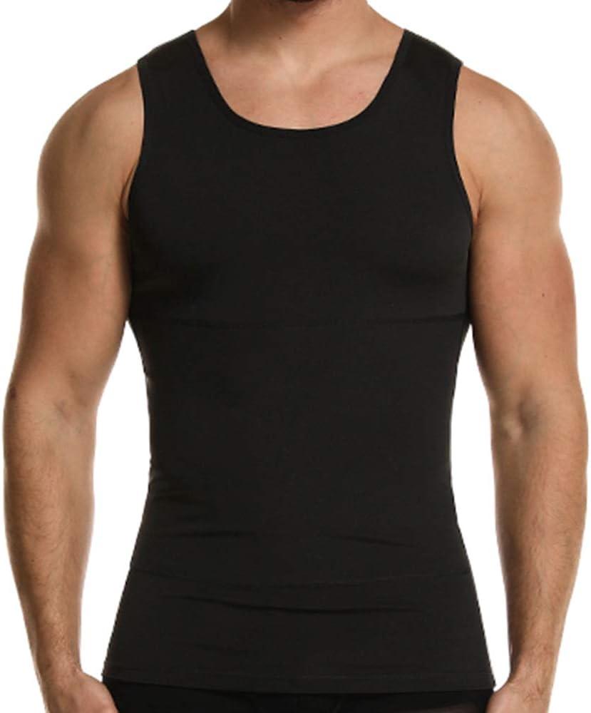 Mens Body Shaper Compression Tank Top Slimming Shapewear Abdomen Undershirt (Large, Style A Black)