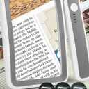 Magnifying Glass with Light, Rechargeable 5X Large Page Magnifier for Reading, Folding Handheld Dimmable, LED Lighted Rectangle Magnifier for Reading Book Small Print for Seniors Low Vision (Grey White)
