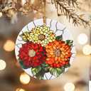 2 x Christmas Ornaments, 2.8in Ceramic Birth Flower Ornament, Xmas Decor, Christmas Tree Ornaments, Xmas Decorations for Tree, Holiday Ornament, Birth Flower Gifts, Gift Ideas, Gifts for Women - Nov