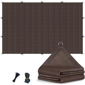 90% 10x15ft Sun Shade Cloth with D-Rings, Breathable Pergola Shade Cover with Reinforced Webbing at Every D-ring and Corner200GSM Sun Shades for Outdoor Patio, Garden, Deck & Backyard (Mocha)