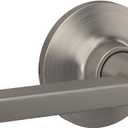 Lock Scout Straight Lever with Round Trim Bedroom and Bathroom Door Handle, Satin Nickel Finish