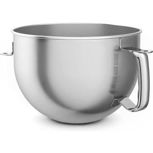 6 Quart Stainless Steel Mixer Bowl, Compatible with KitchenAid Series 5.5-6 QT Lift Stand Mixer, Suitable for KV25, KP26, KB26, Dishwasher Safe, Ergonomic Handle, Heavy Duty, No Residue