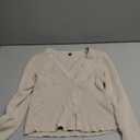 Women's Casual Button Front Long Sleeve Crop Cardigan Sweater Solid Rib Knit Top,S