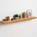 fuqing Live Edge Floating Shelves for Wall, 40 Inch Solid Elm Wood Shelves | Natural Elm Grain, 8in Deep, Invisible Heavy Duty Brackets, Rustic Wooden Shelves for Living Room, Kitchen, Bathroom, 1 Pack