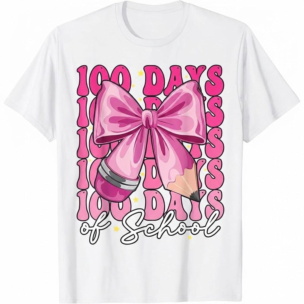 TUIVX 100 Days Of School T-Shirt White(Size 130)