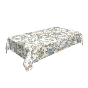 Yxuiyal Chinoiserie Rectangle Tablecloths 60x84 Inches Blue Green Floral Birds Decorative Rectangle Tablecloths Modern Washable Reusable Vintage Flower Table Covers for Home Kitchen Dining Room, Party