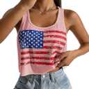 Women's 4th of July Outfits USA Shirt Patriotic Tank American Flag Crop Top (XS)