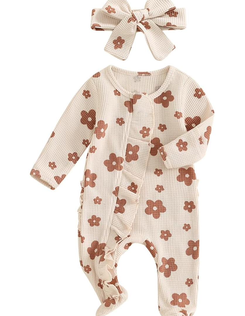 Newborn Baby Girl Fall Winter Outfits Clothes Knit Jumpsuit Ruffle Romper Newborn Coming Home Outfit for Baby Girl