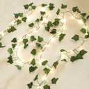Vine with Fairy Lights, 2 Pack 40LEDs Vine Lights Green Ivy Vines String Lights Battery Operated, Artifical Garland Leaf with Fairy Light for Bedroom Dorm Wall Decor