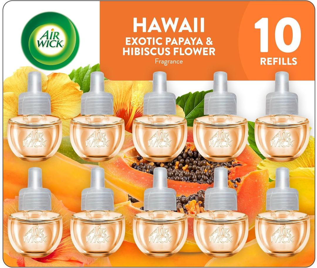 Air Wick Plug-in Scented Oil Refill,10ct, Hawaii, Air Freshener, Eco Friendly, Essential Oils