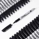 Permanent Markers Bulk, Fine Tip, 75 Pack Black Permanent Markers, Quick Drying, Water- & Fade-Resistant, Used on Wood Plastic Paper Metal