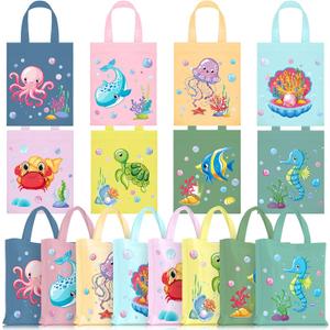 Ferraycle 24 Pcs Ocean Sea Animal Party Favor Bags, Reusable Durable Gift Goodie Bags for Boys and Girls Birthday, Baby Shower, School Events, Themed Parties