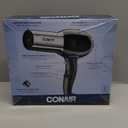 Conair Hair Dryer, 1875W Full-Size Hair Dryer with Ionic Conditioning, Blow Dryer, Tourmaline Ceramic Technology for Quick Drying, Black/Chrome