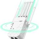 WiFi Extender Signal Booster for Home, AC1900Mbps Dual Band WiFi Booster, Covers up to 12880 sq.ft & 105 Devices, 6X Faster Wireless WiFi Extender with Ethernet Port, Internet Booster for Home