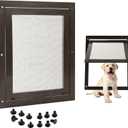TonGass 7.9" x 9.9" Pet Screen Door Flap Compatible with Doggy Fits Dogs & Cats Under 30 Lbs, Small Dog Doors Flaps, Cat Screen Window Door Flap for Exterior Porch Screen and Window Screen - Brown