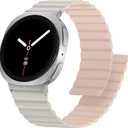 Anlinser Magnetic Bands Compatible with Samsung Galaxy Watch 8 Band 44mm 40mm, Galaxy Watch 8 Classic 46mm, Waterproof Sport Strap for Women Men, Starlight/Pink