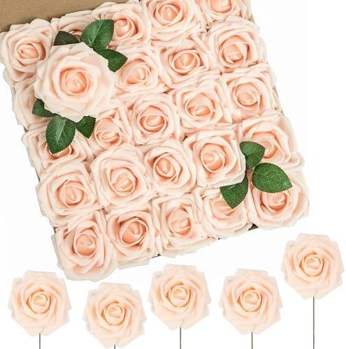 N&T NIETING Artificial Flowers, 125Pcs Fake Flowers Roses Perfect for DIY Wedding Bouquets Centerpieces Bridal Shower Party Home Flower Arrangement Decorations, Blush