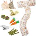 PINVNBY Large Rabbit Tunnel，Collapsible Rabbit Tunnels for Indoor Bunnies Bunny Hideout with 5 Types of Chewing Toys for Ferret Kitten Small Animals (T Shape)