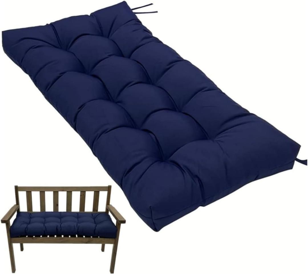 Garden Bench Seat Cushion Waterproof 130x50x8cm, 2 Seaters Porch Swing Cushion Replacement with Ties, for Garden Patio Furniture Lounger Bench Dining & Kitchen Seats(R11) (One Size)