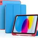ProCase for iPad (A16) 11th Gen 11 inch 2025/10th Generation 10.9 inch 2022 Case with Pencil Holder, Full Camera Protection Slim Case with Soft TPU Back Cover -Redblue