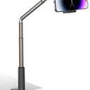 JSAUX Phone Holder for Desk and Bed Compatible with iPhone 17 16 15 14 13 12 Overhead Phone Mount Gooseneck Phone Stand Flexible 360 Lazy Long Arm Clamp Clip for Table Bedside [1-Pack, Black]