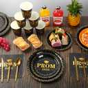 Graduation Party Supplies Plates and Napkins Serve 25,Prom Send off 2026 Disposable Paper Plates and Napkins Set Cups Knives Spoons for Class of 2026 Graduation Party Decorations Black and Gold