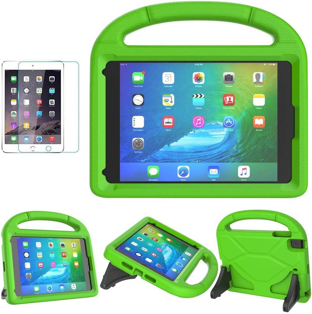 SUPLIK Kids Case for iPad mini 5/4/3/2/1 (7.9"), Durable Shockproof Handle Bumper Stand Cover with 2*Screen Protectors for 7.9 inch Apple iPad mini 5th/4th/3rd/2nd/1st Generation, Green