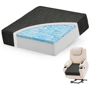 baibu Dual-Layer Gel Memory Foam Recliner Cushions for Elderly, 20x20x5 Inch Thick Chair Cushion Suitable for Couches, Armchair, Wheelchair for Easy to Stand Up & Reduce Hip & Lumbar Pain, Black